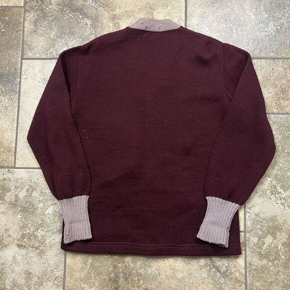 Vintage 40s Cardigan Sweater Varsity 42 Adult S/M Crescendo Music School Wine - Picture 2 of 11